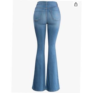 Women's High Waist Denim Bell Bottoms Jeans